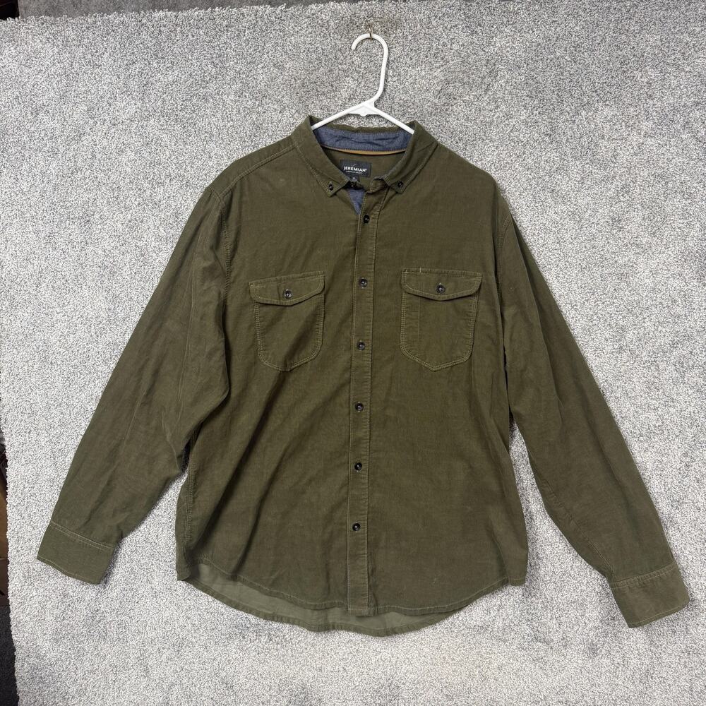 Jeremiah Shirt XL Green Corduroy Button Up Outdoor Workwear Cabincore Lumberjack